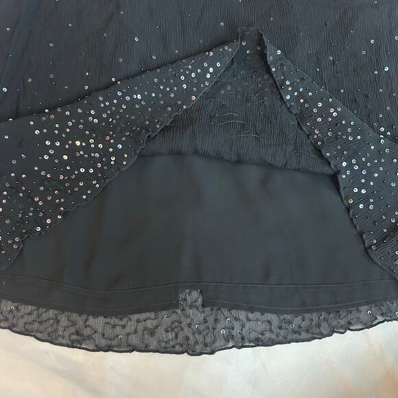 Talbots Black Silk Beaded Sequin Tiered Skirt NWT- 12 - Picture 7 of 10